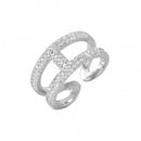 Silver 925 Rhodium Plated Open H-Shaped CZ Ring - GMR00040 | Silver Palace Inc.