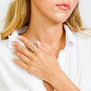 Silver 925 Rhodium Plated CZ Double Bar Ring - GMR00043