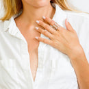 Silver 925 Rhodium Plated CZ Double Bar Ring - GMR00043