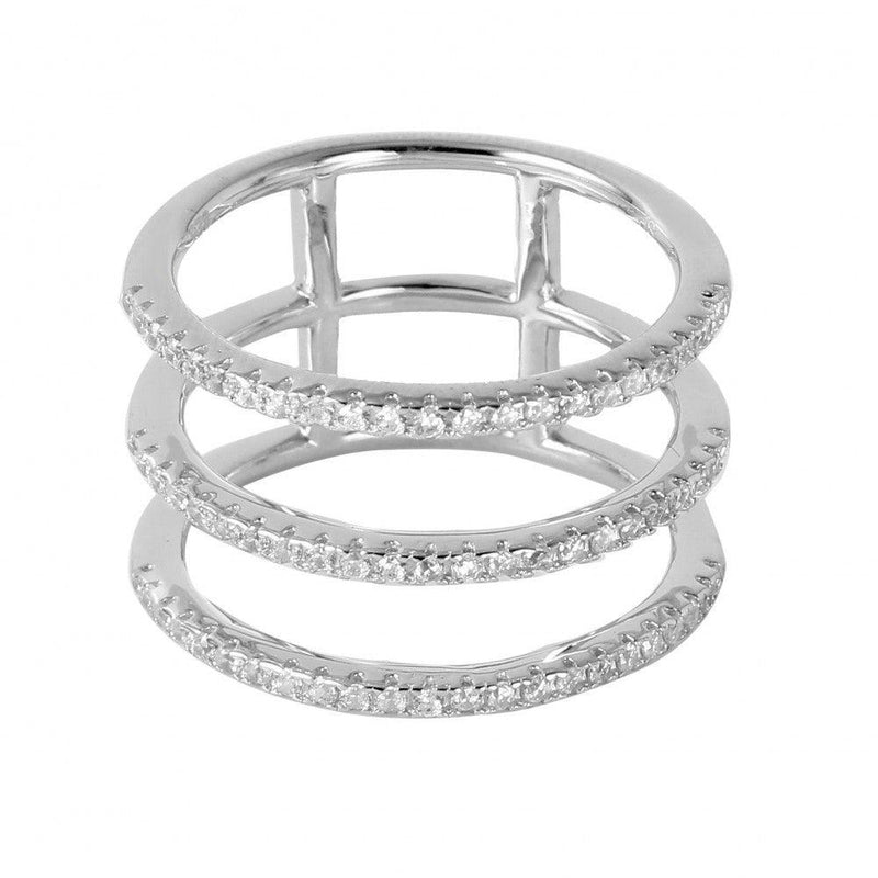 Silver 925 Rhodium Plated Triple Connected Band - GMR00046 | Silver Palace Inc.