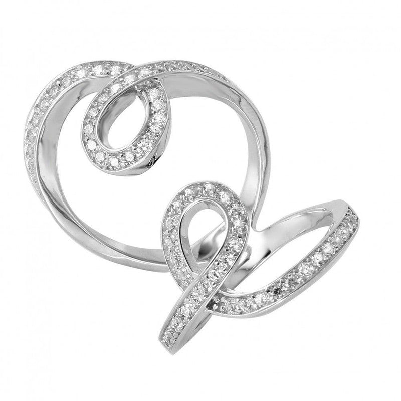 Silver 925 Rhodium Plated Double Looped CZ Ring - GMR00047 | Silver Palace Inc.