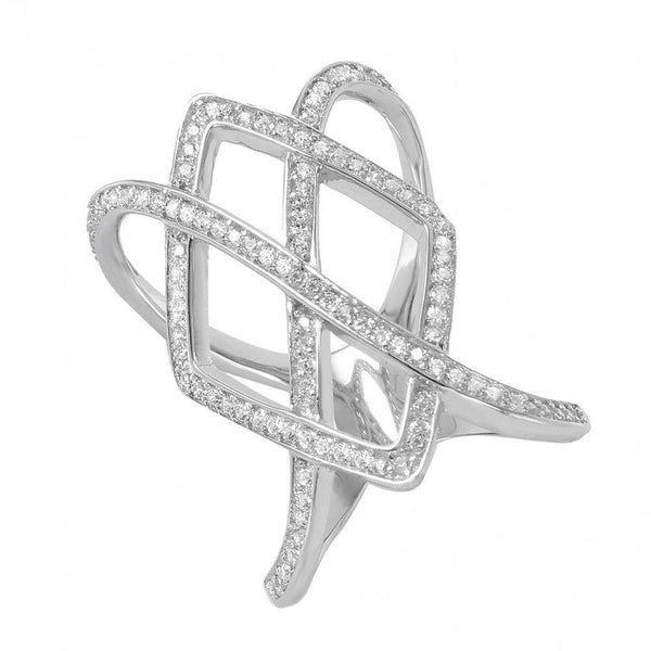 Silver 925 Rhodium Plated Keltic Braid CZ Ring - GMR00049 | Silver Palace Inc.