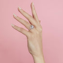 Silver 925 Rhodium Plated Square Halo Ring with Round CZ Center Stone - GMR00051