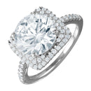 Silver 925 Rhodium Plated Square Halo Ring with Round CZ Center Stone - GMR00051 | Silver Palace Inc.