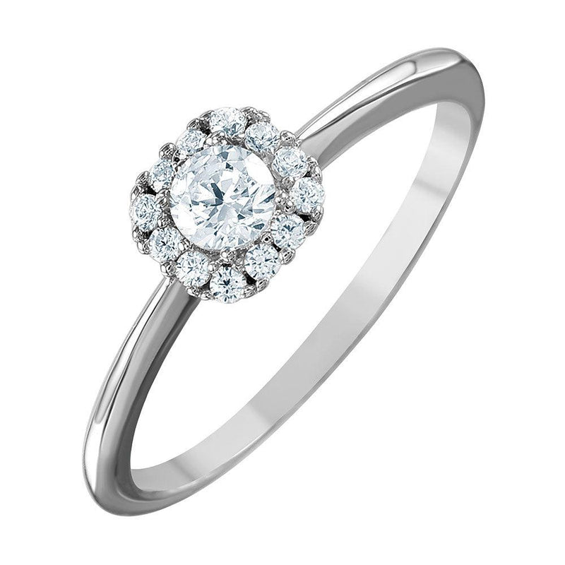 Silver 925 Rhodium Plated Cluster CZ Ring - GMR00053 | Silver Palace Inc.