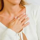 Silver 925 Rhodium Plated Square CZ Cluster Ring - GMR00054