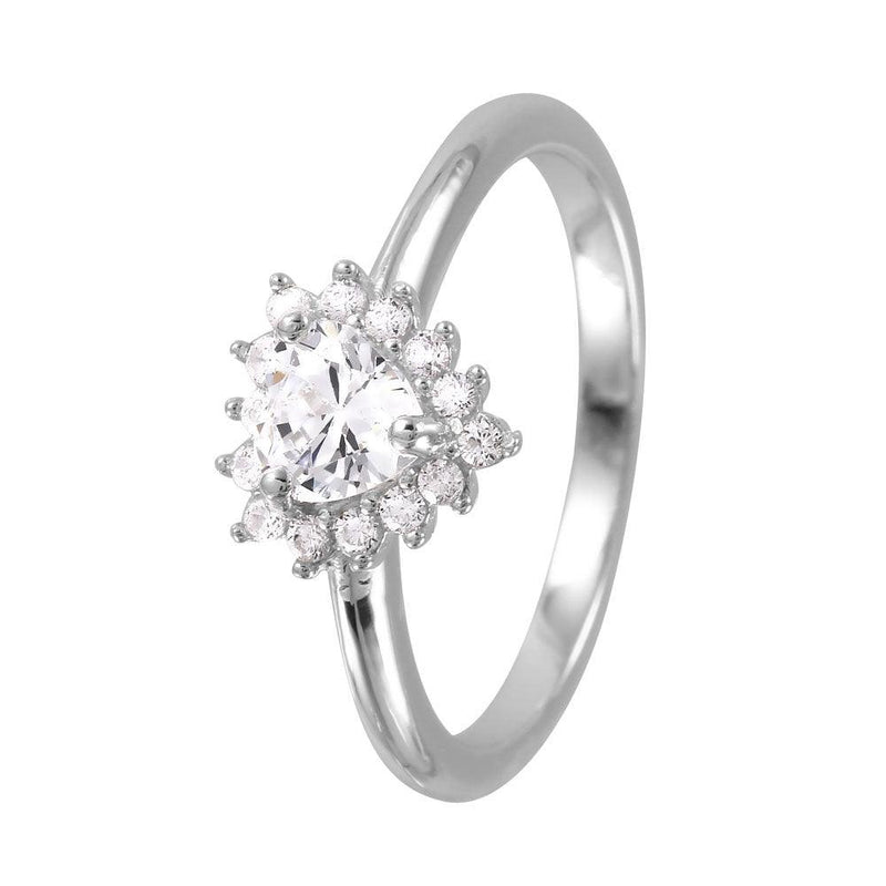 Silver 925 Rhodium Plated Heart CZ Bridal Ring - GMR00058 | Silver Palace Inc.