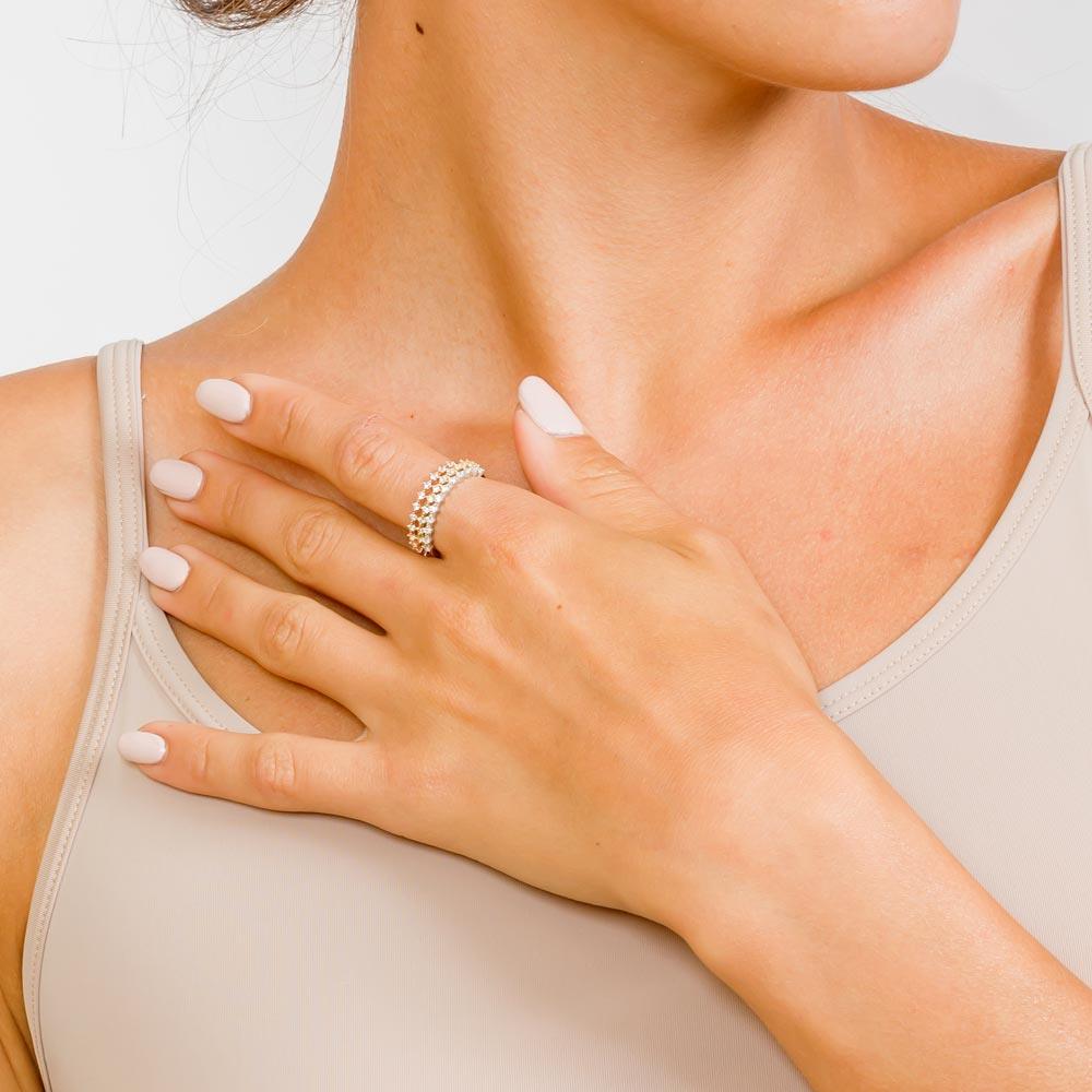 Anillo CZ apilable tricolor chapado en rodio de plata 925 - GMR00059TRI