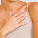 Silver 925 Rhodium Plated Tri-Color Stackable CZ Inlay Ring - GMR00060TRI