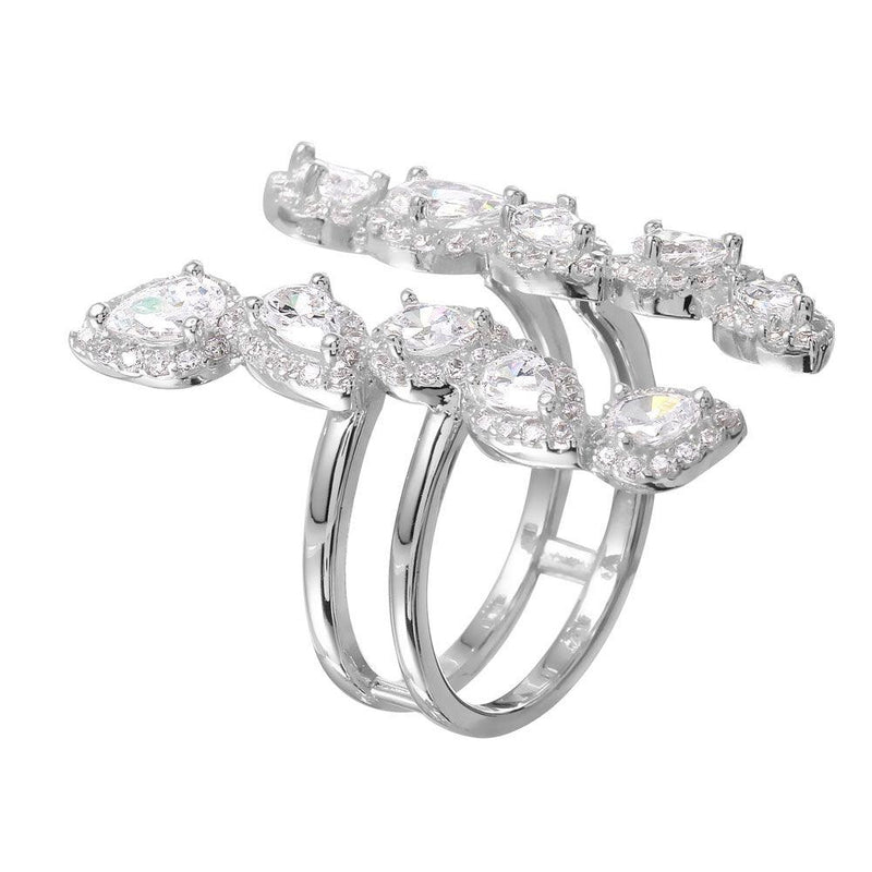 Silver 925 Rhodium Plated CZ Open Ring - GMR00063