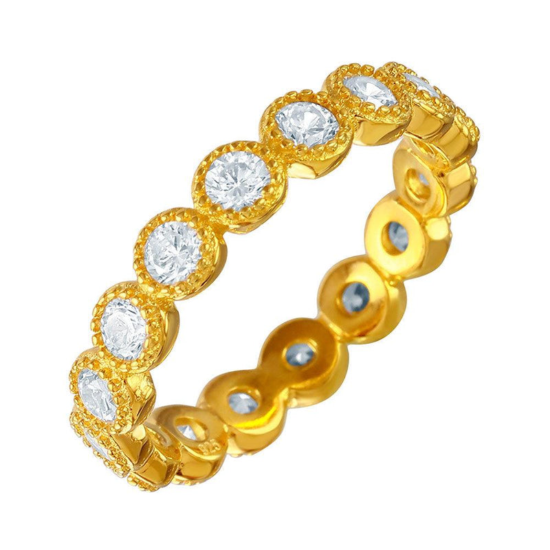 Silver 925 Gold Plated Stackable CZ Ring - GMR00064GP | Silver Palace Inc.