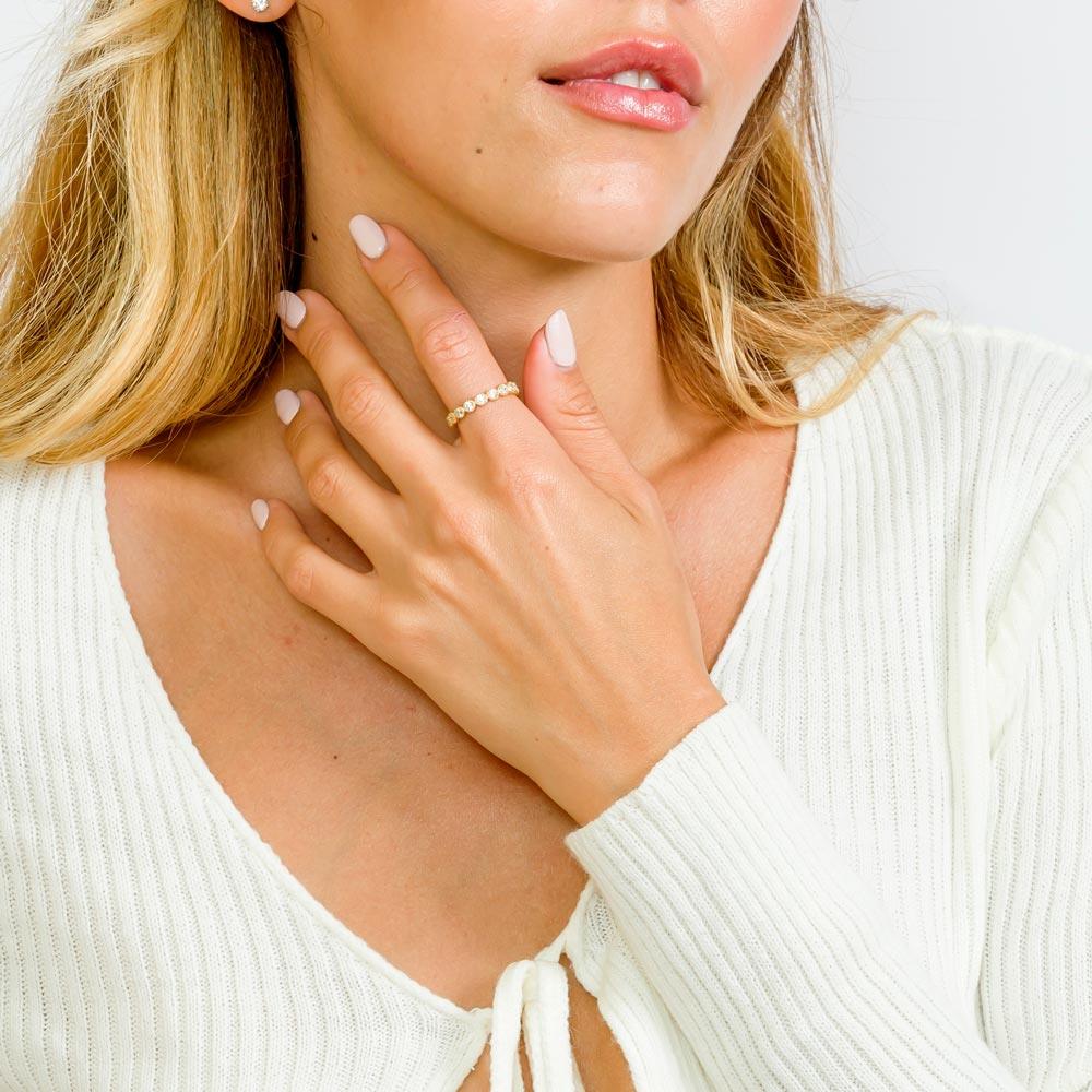 Silver 925 Gold Plated Stackable CZ Ring - GMR00064GP