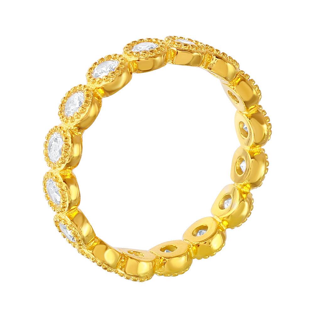 Silver 925 Gold Plated Stackable CZ Ring - GMR00064GP