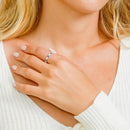 Silver 925 Rhodium Plated Round Eternity Stackable Blue CZ Ring - GMR00064S