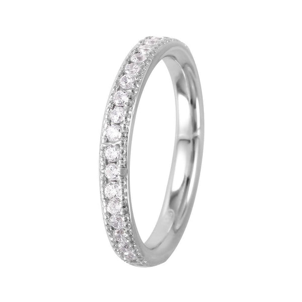 Rhodium Plated 925 Sterling Silver Channel Set CZ Band - GMR00065 | Silver Palace Inc.