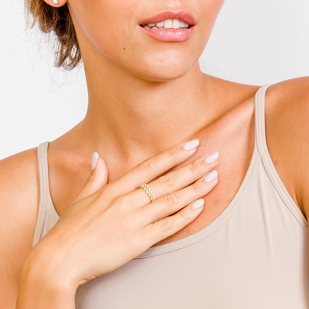 Silver 925 Double Stackable Gold Plated CZ Ring - GMR00070GP