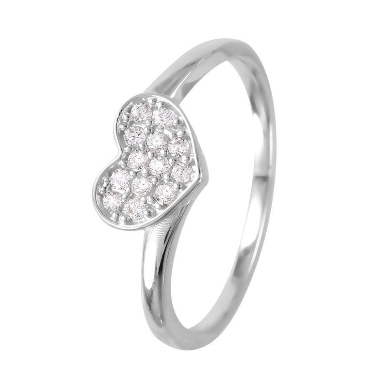 Silver 925 Rhodium Plated Round Band with CZ Heart Ring - GMR00074 | Silver Palace Inc.