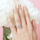 Anillo nupcial apilable con circonita cúbica chapado en rodio de plata 925 - GMR00080