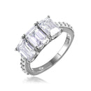 Silver 925 Rhodium Plated 3 Rectangle CZ Center Ring - GMR00083 | Silver Palace Inc.