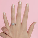 Silver 925 Rhodium Plated Halo Ring Encrusted with Micro Pave - GMR00084