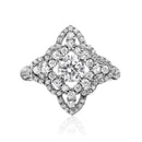 Silver 925 Rhodium Plated Diamond Shape Design Ring Encrusted with CZ Stones - GMR00087