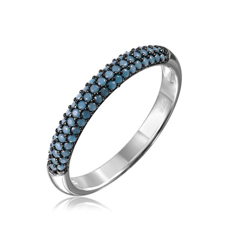 Silver 925 Rhodium Plated Band with Turquoise Stone - GMR00089T | Silver Palace Inc.