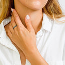 Silver 925 Rhodium Plated Band with Turquoise Stone - GMR00089T