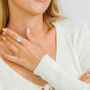 Silver 925 Rhodium Plated Clear Oval Halo Ring with CZ Stones - GMR00099W