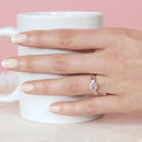 Silver 925 Rhodium Plated CZ Center Stone Ring with Hammered Shank - GMR00109