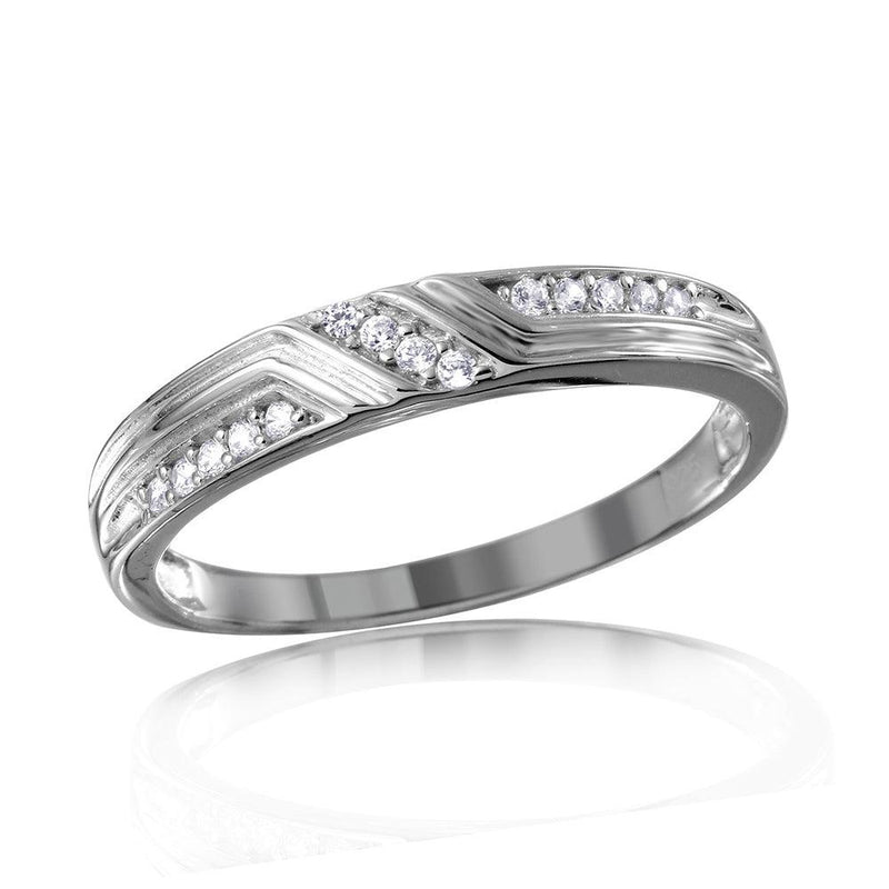 Silver 925 Rhodium Plated CZ Design Ring For Men with Matching Ring For Women - GMR00121 | Silver Palace Inc.