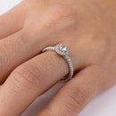 Silver 925 Rhodium Plated Small Size Halo CZ Ring - GMR00127