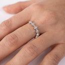 Silver 925 Rhodium Plated Clover Band with Clear CZ Stones - GMR00129W