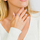 Silver 925 Rhodium Plated Band Encrusted with Clear and Red CZ Stones - GMR00133R