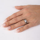 Silver 925 Rhodium Plated Round Pave Center Set Bridal Ring - GMR00134