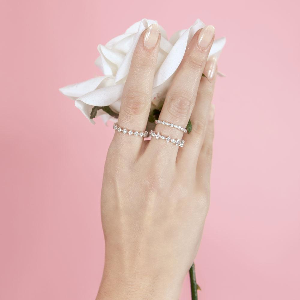 Rhodium 925 Plated Diamond Shaped Eternity Ring - GMR00140