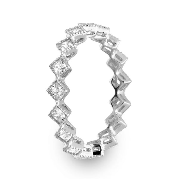 Rhodium 925 Plated Diamond Shaped Eternity Ring - GMR00140 | Silver Palace Inc.