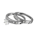 Half Matte Finish Rhodium Plated 925 Sterling Silver  CZ Trio Bridal Ring - GMR00142