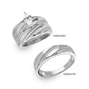 Anillo nupcial de trío con centro de marquesa chapado en rodio de plata 925 - GMR00146