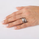 Silver 925 Rhodium Plated Square Center Trio Bridal Ring - GMR00156