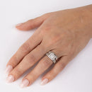 Silver 925 Rhodium Plated Square Pave Center Trio Bridal Ring - GMR00158