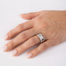 Silver 925 Rhodium Plated CZ Pave Square Center Ring - GMR00166