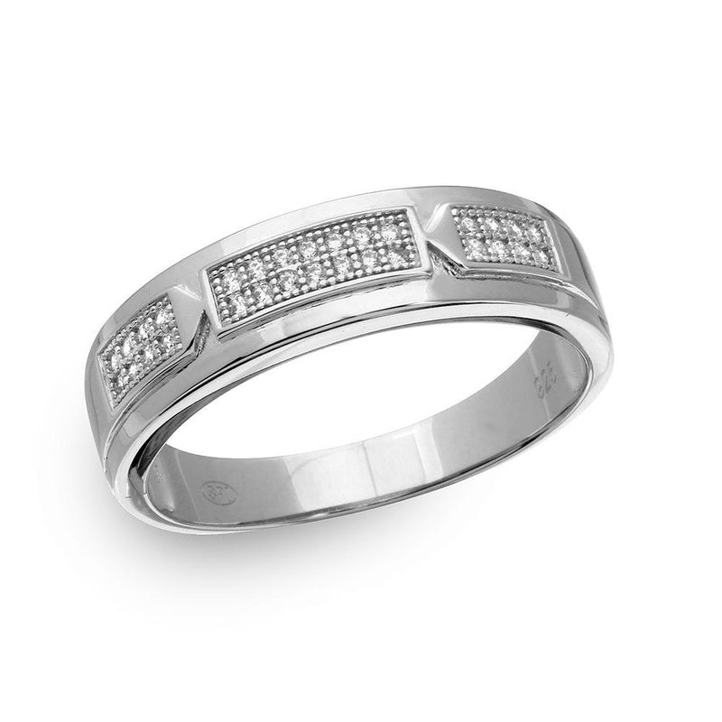 Silver 925 Rhodium Plated Trio Bar Eternity Ring with CZ - GMR00169 | Silver Palace Inc.