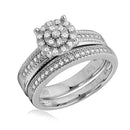 Silver 925 Rhodium Plated Cluster Stones Wedding Ring Set - GMR00178 | Silver Palace Inc.