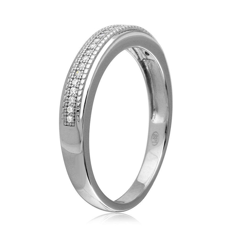 Juego de anillos de boda con piedras de racimo chapadas en rodio de plata 925 - GMR00179