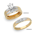 Anillo nupcial de dos piezas en plata 925 chapada en oro con acabado en rodio mate - GMR00182GP