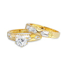 Anillo de bodas bicolor de plata de ley 925 con circonitas cúbicas martilladas - GMR00186GP