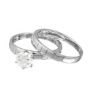 Rhodium Plated 925 Sterling Silver Line Shank Design Bridal Trios Ring - GMR00188