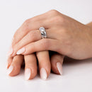 Rhodium Plated 925 Sterling Silver Line Shank Design Bridal Trios Ring - GMR00188