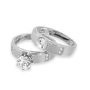 Silver 925 Rhodium Plated with Matte Finish Round Center Trio Bridal Ring - GMR00190