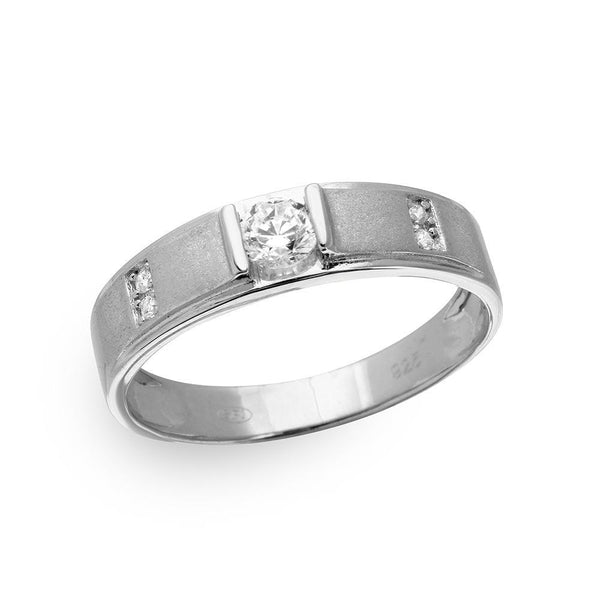 Silver 925 Rhodium Plated with Matte Finish Men's Round Trio Ring - GMR00191 | Silver Palace Inc.